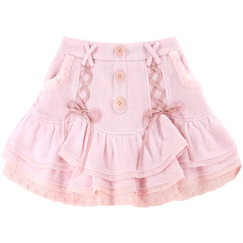 Sweet baby pink lace cake skirt BY5255