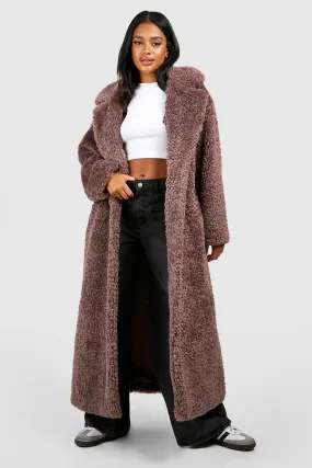 Textured Maxi Fur Coat