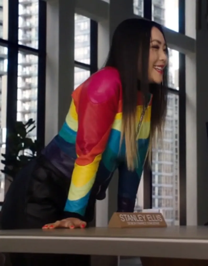 The Flash S07 Jona Xiao Rainbow Jacket | Carrie Bates Leather Jacket