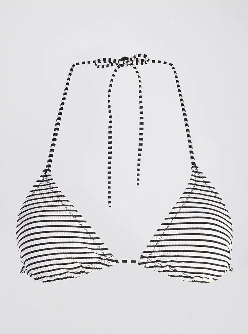 The Lilly Bikini Top in Stripe Seersucker