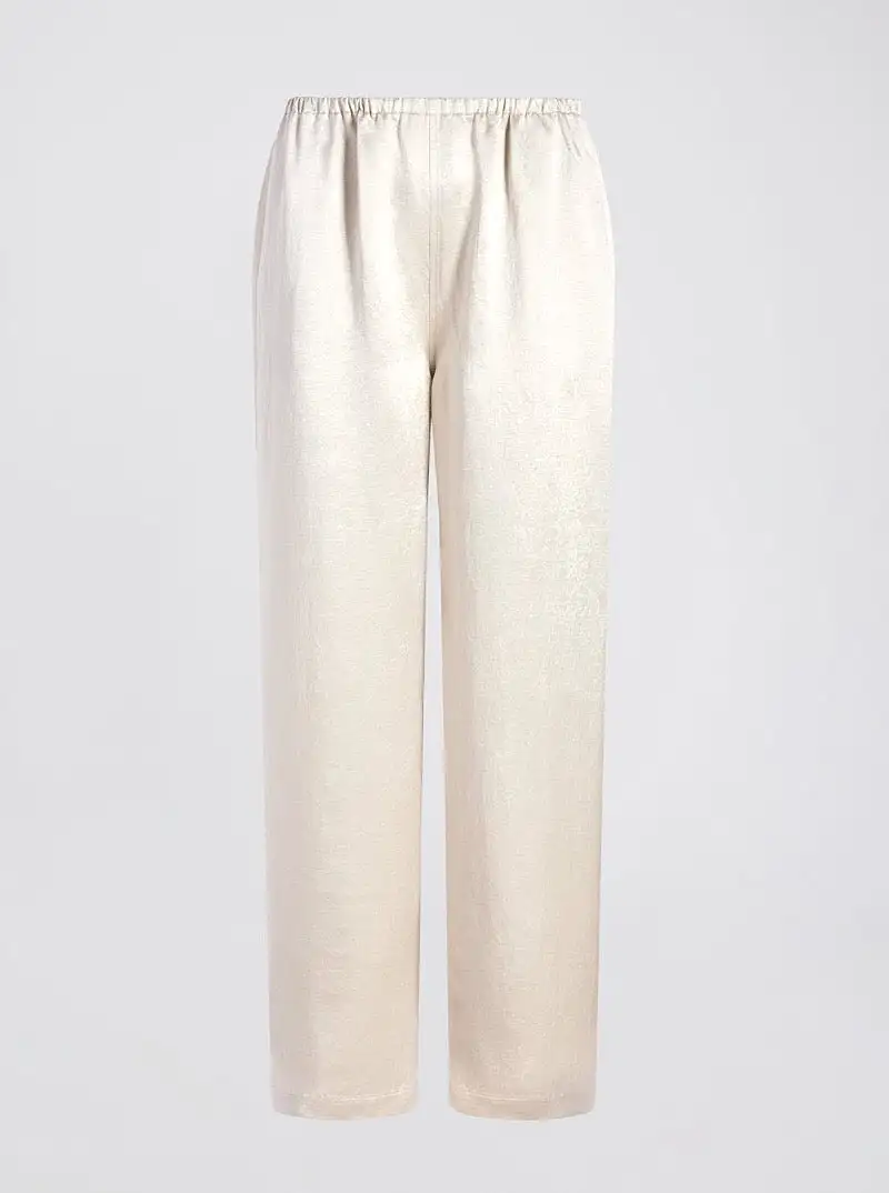 The Monaco Satin Pant in Ecru