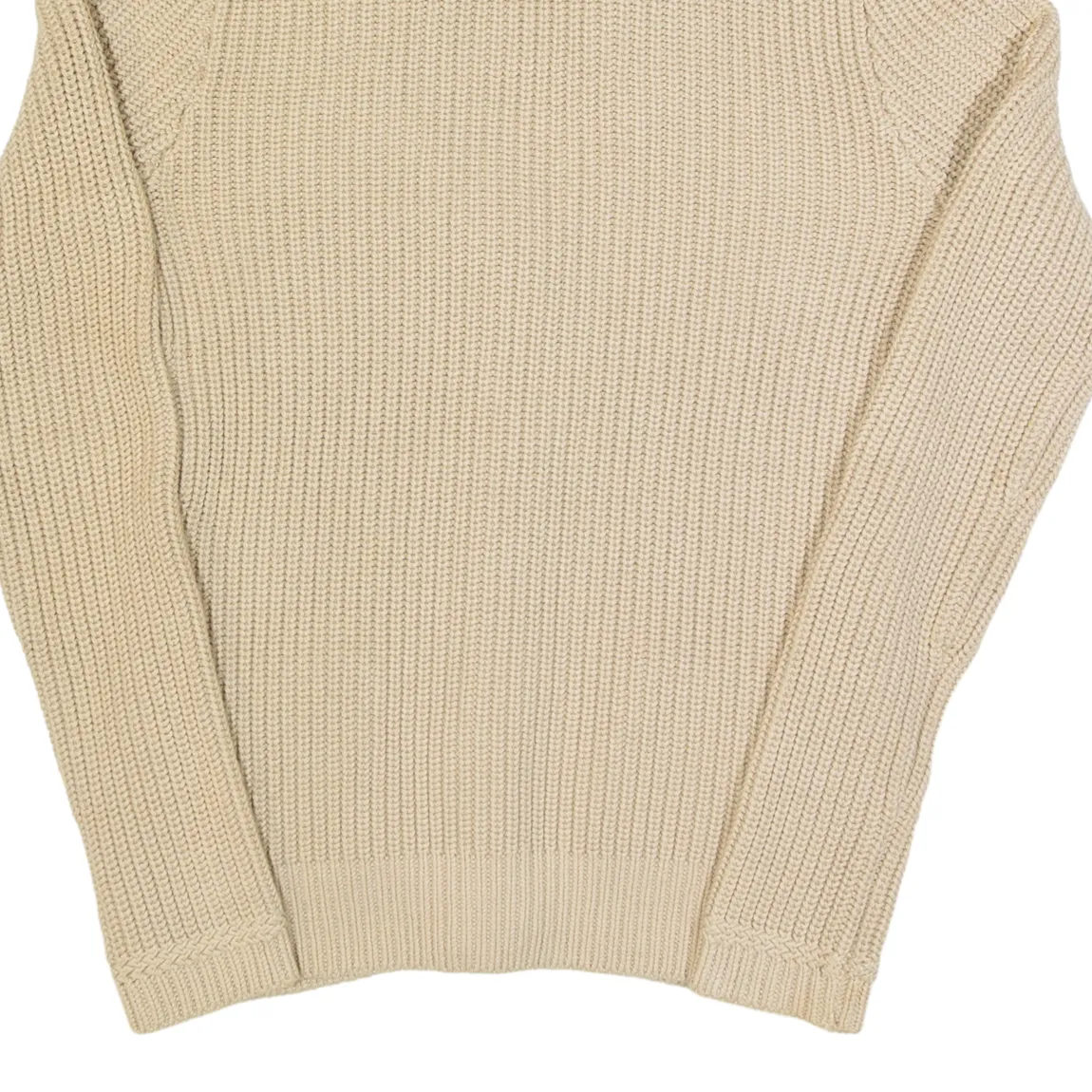 TOMMY HILFIGER Womens Cardigan Beige Collared Cable Knit Wool M