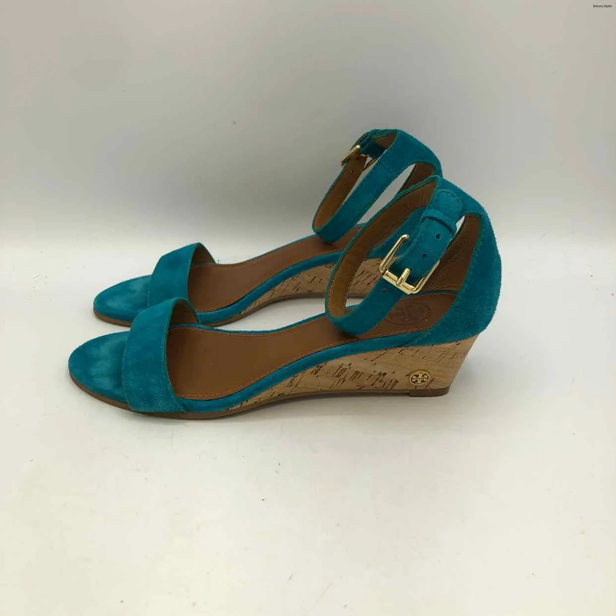 TORY BURCH Turquoise Suede 2 Wedge Shoe Size 6 Shoes