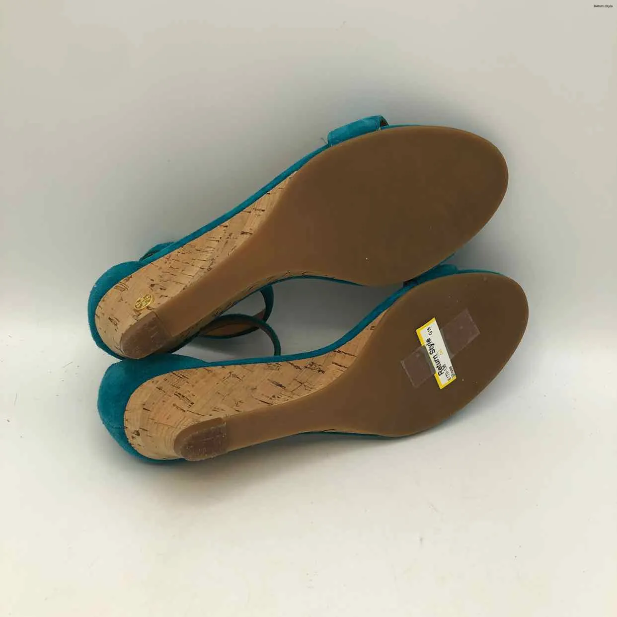 TORY BURCH Turquoise Suede 2 Wedge Shoe Size 6 Shoes