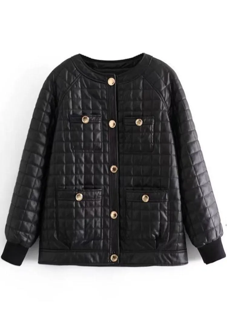 Veronica Faux Leather Quilted Jacket- ***FINAL SALE***