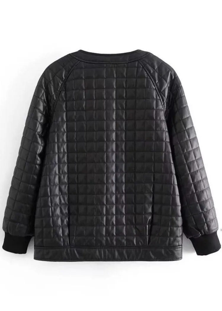 Veronica Faux Leather Quilted Jacket- ***FINAL SALE***