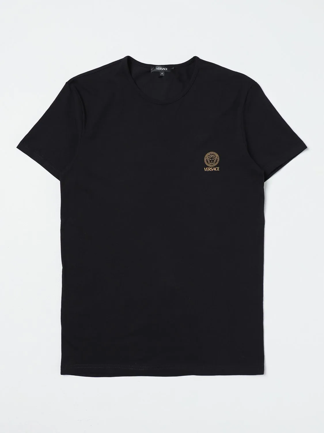 VERSACE  |Crew Neck Plain Cotton Short Sleeves Logo Luxury