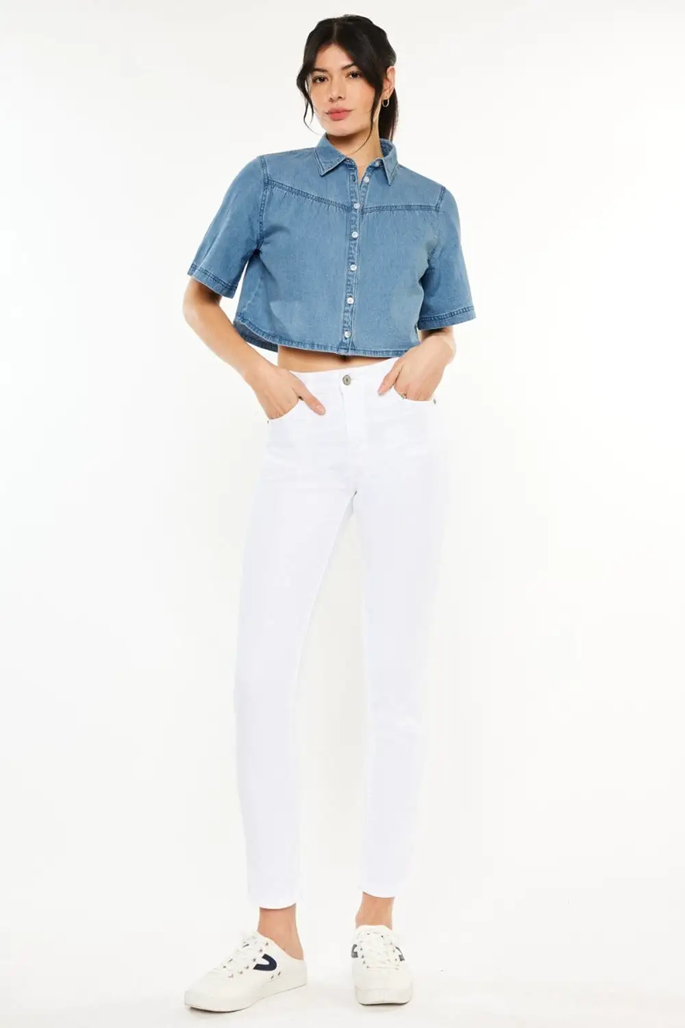 White High Rise Ankle Skinny Jeans