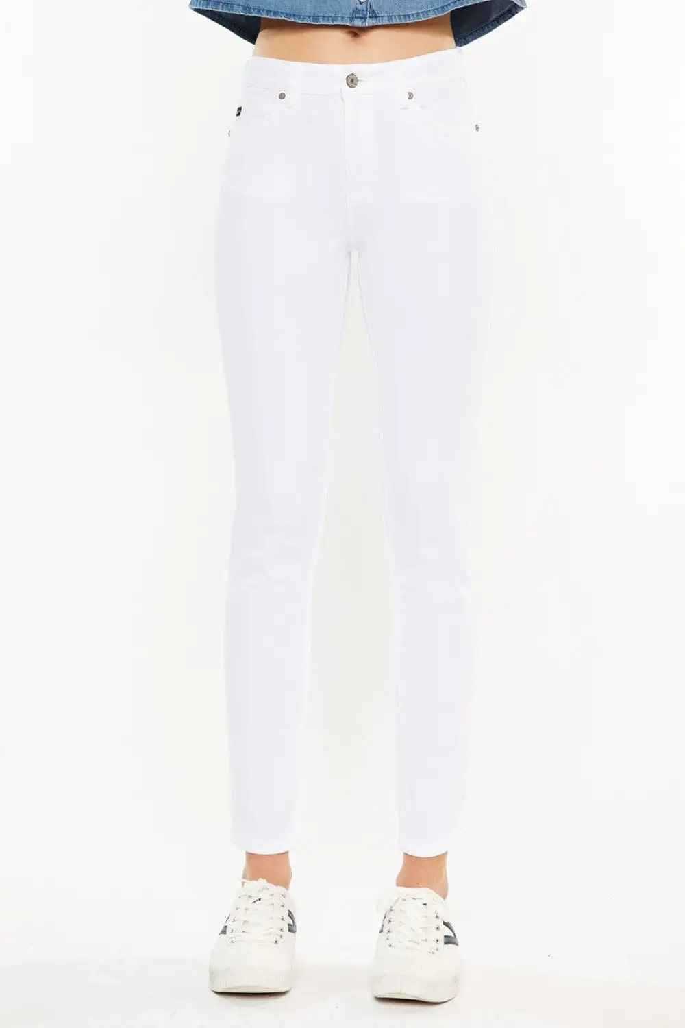 White High Rise Ankle Skinny Jeans