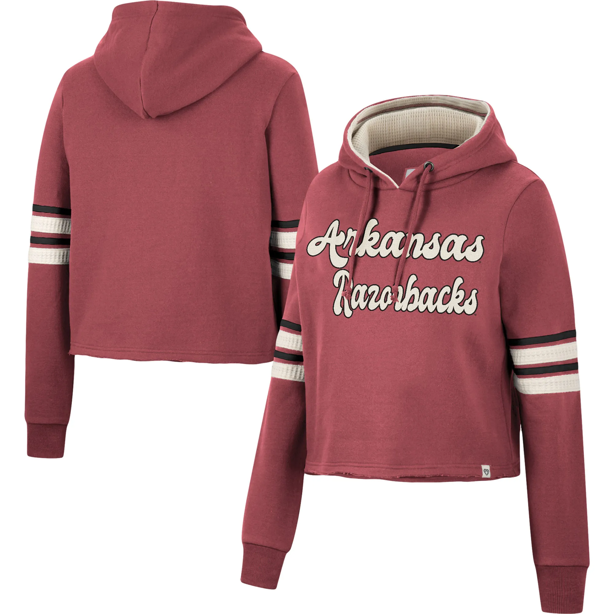 Women's Colosseum Cardinal Arkansas Razorbacks Retro Cropped Pullover Hoodie