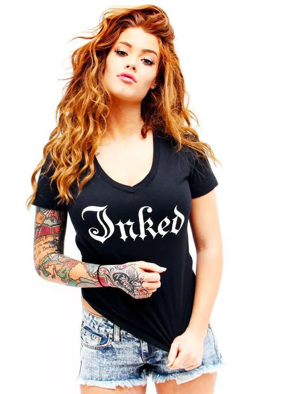 Women's Inked Logo V-Neck Tee