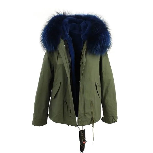 Women's winter jacket with removable fur hood and hood