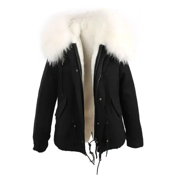 Women's winter jacket with removable fur hood and hood