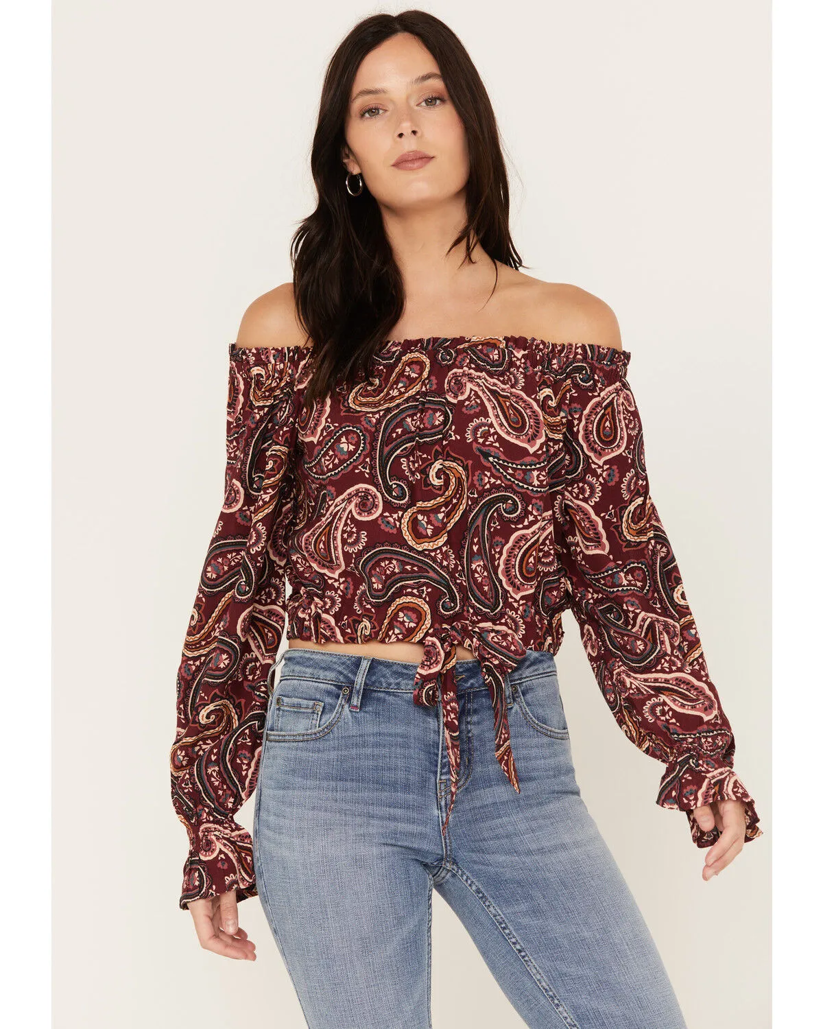 Wrangler Retro Women's Off The Shoulder Cropped Blouse