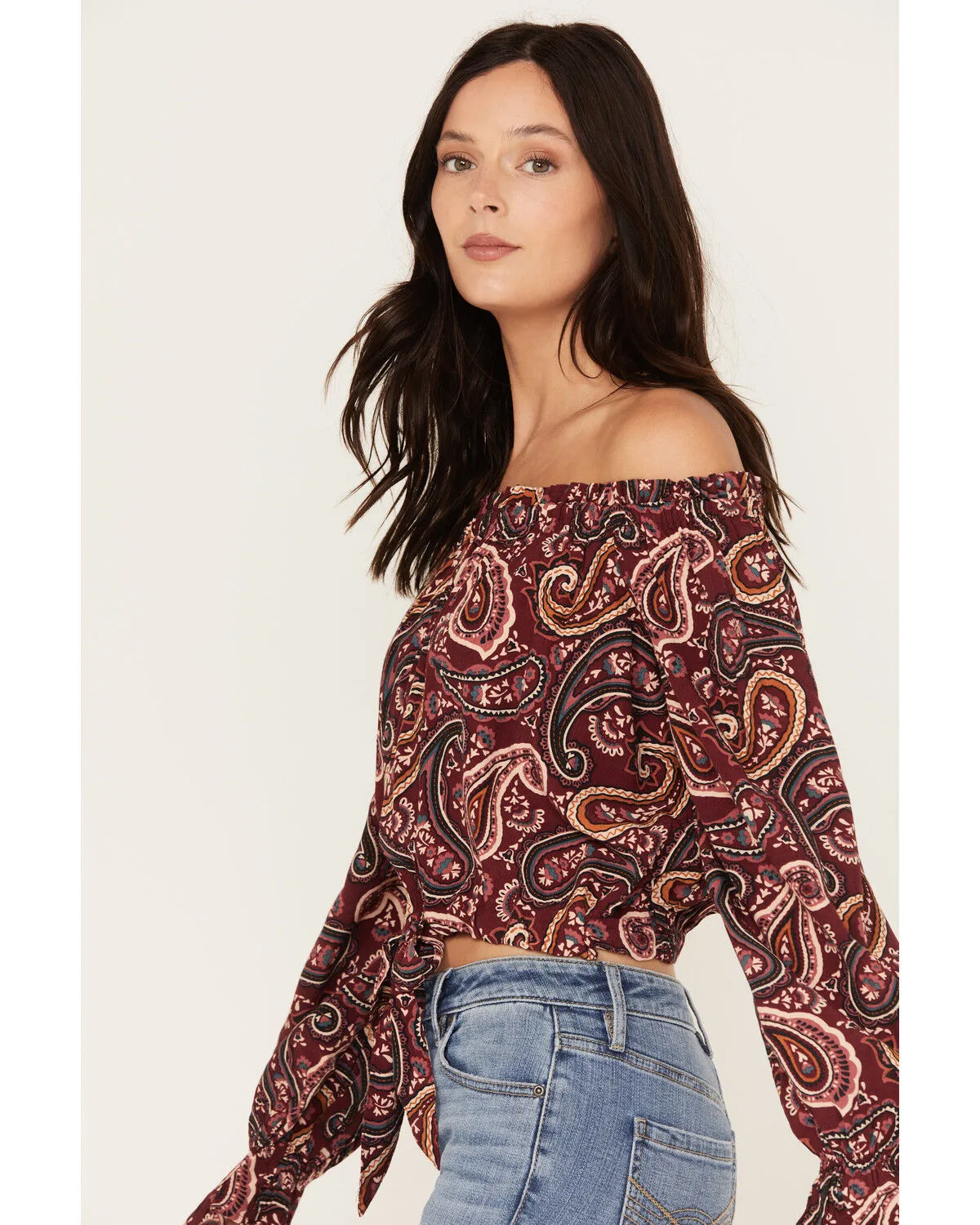 Wrangler Retro Women's Off The Shoulder Cropped Blouse