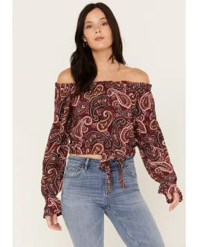 Wrangler Retro Women's Off The Shoulder Cropped Blouse