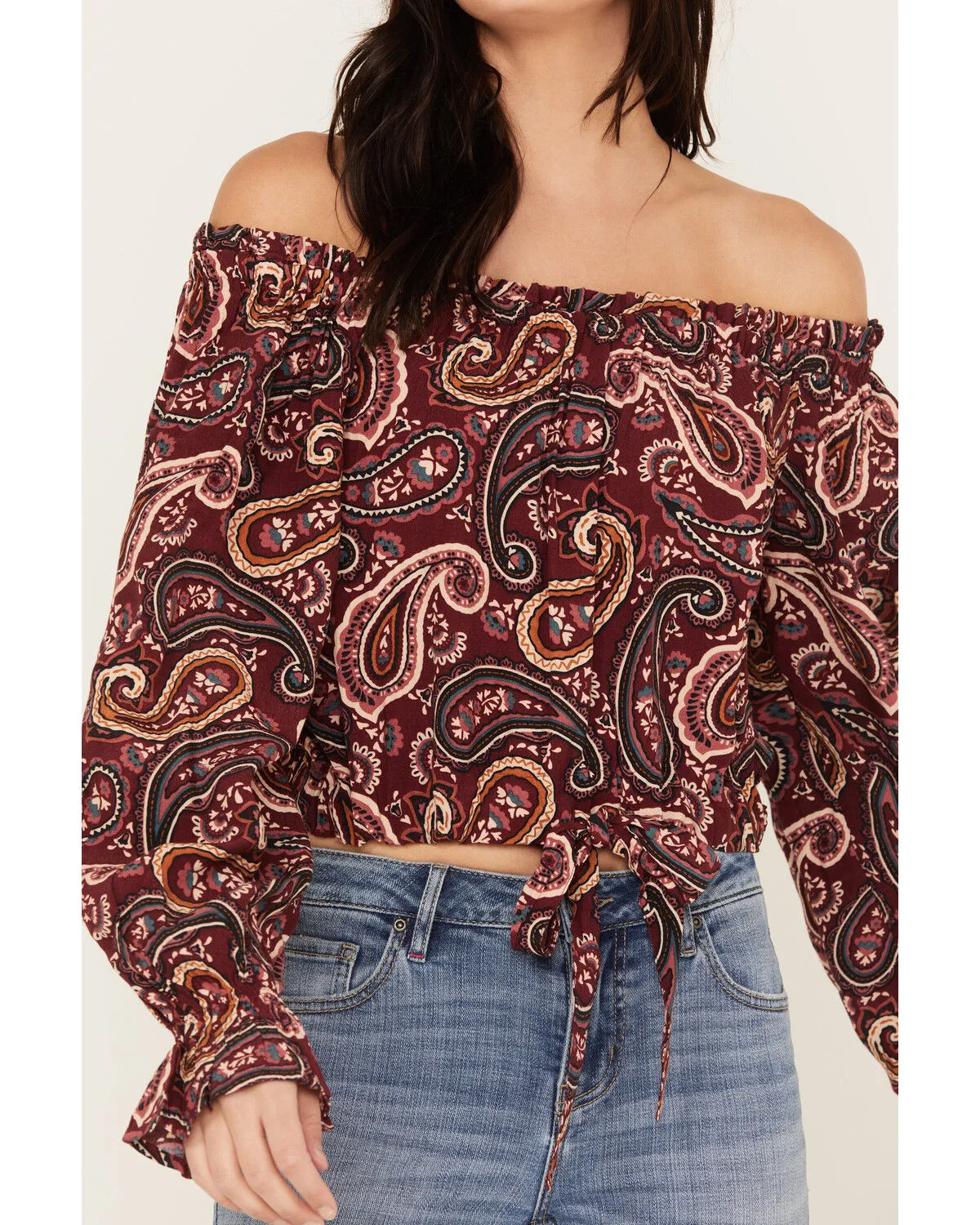 Wrangler Retro Women's Off The Shoulder Cropped Blouse