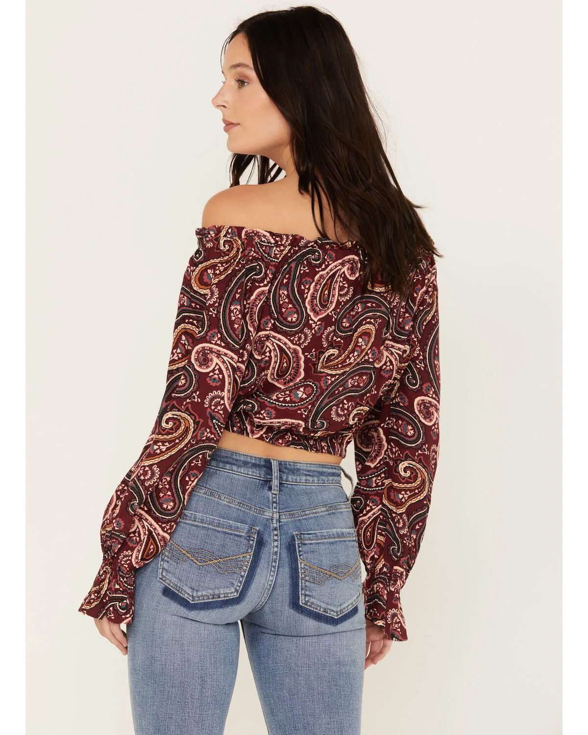 Wrangler Retro Women's Off The Shoulder Cropped Blouse