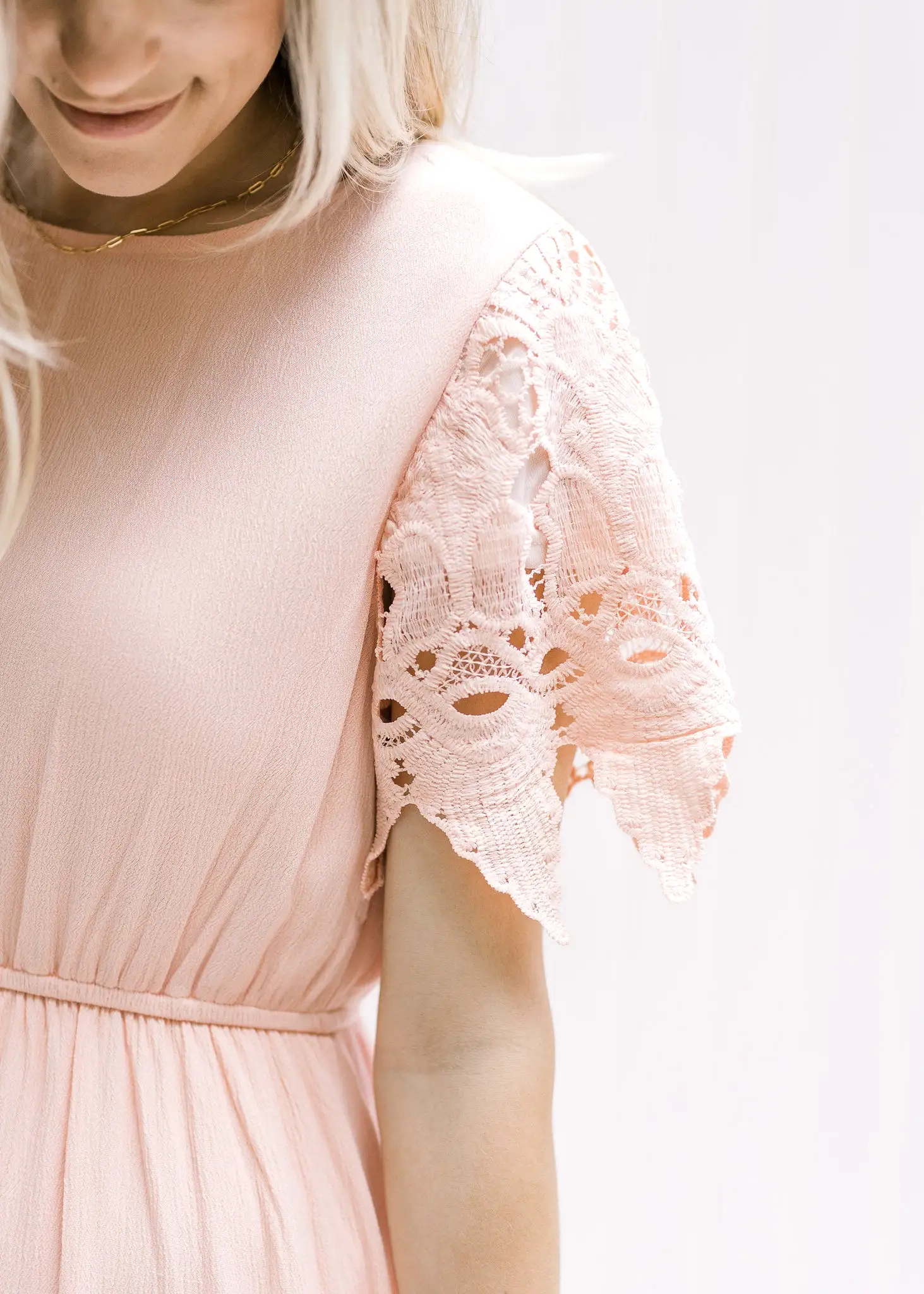 X Blush Lace Sleeve Maxi Dress