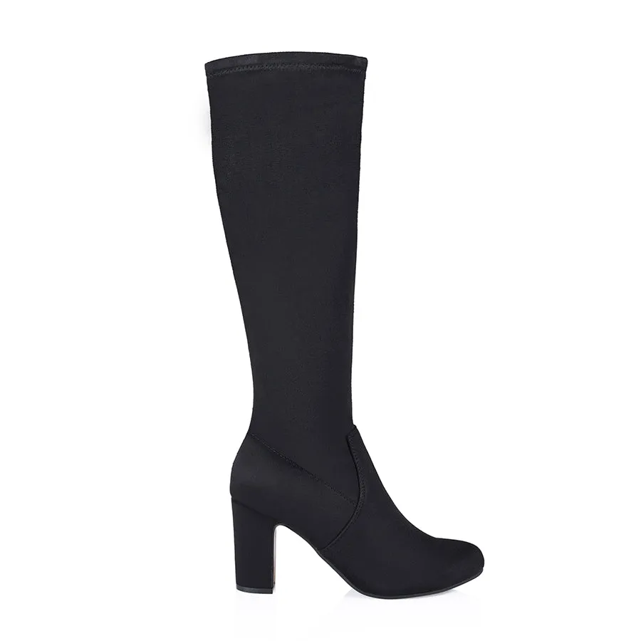 Zack Knee High Boots - Black Micro