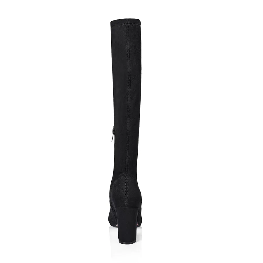 Zack Knee High Boots - Black Micro