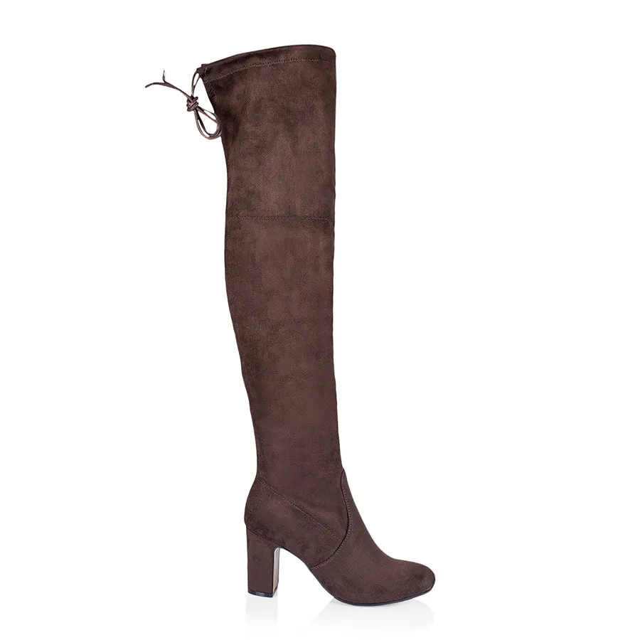 Zeebra Over The Knee Boots - Chocolate Micro