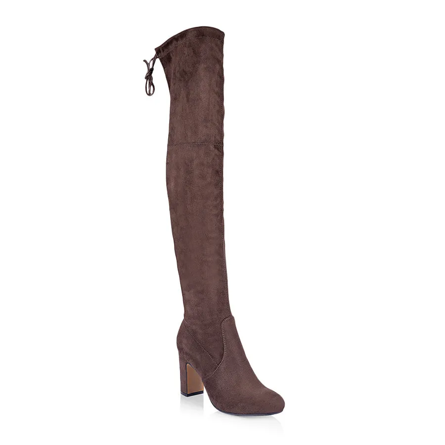 Zeebra Over The Knee Boots - Chocolate Micro