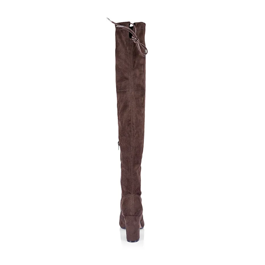 Zeebra Over The Knee Boots - Chocolate Micro