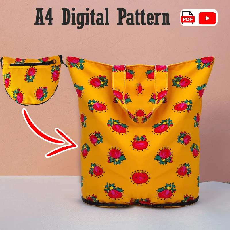 Zippered Foldable Bag PDF Download Pattern (3 sizes included)